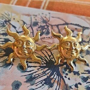 Gold Sun Face Earrings